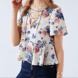 Urban Outfitters lace up floral top